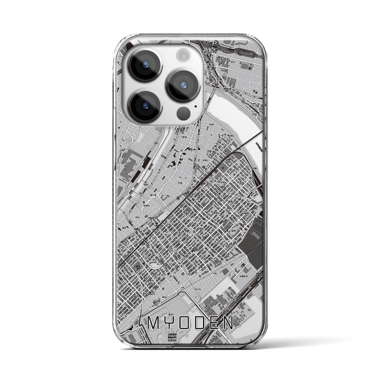 【妙典(千葉県)】地図柄iPhoneケース(クリアタイプ)