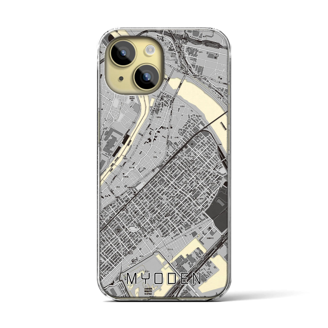 【妙典(千葉県)】地図柄iPhoneケース(クリアタイプ)