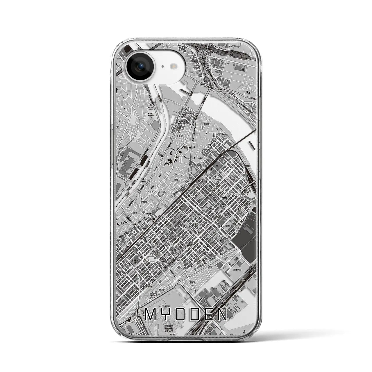 【妙典(千葉県)】地図柄iPhoneケース(クリアタイプ)