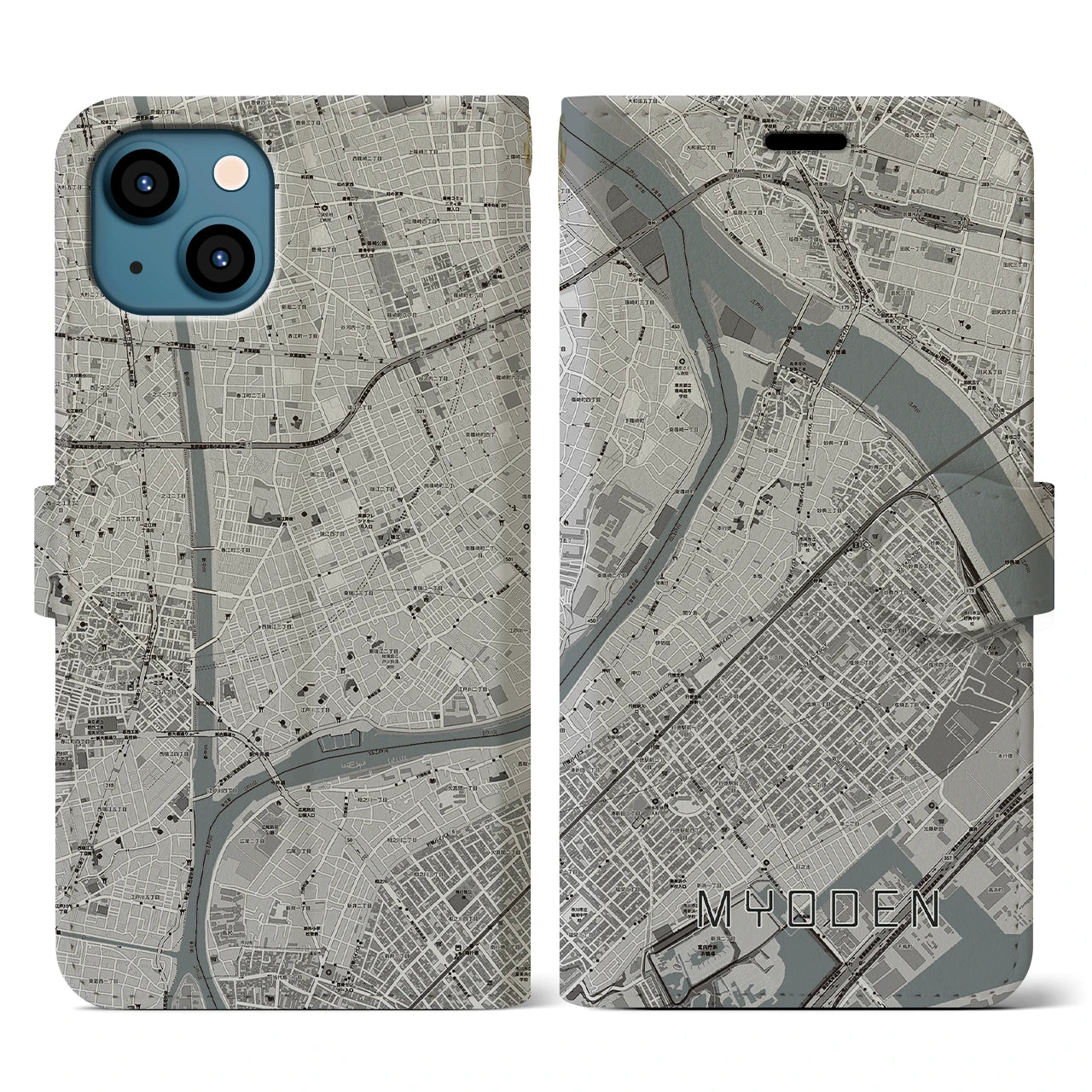 【妙典(千葉県)】地図柄iPhoneケース(手帳タイプ)