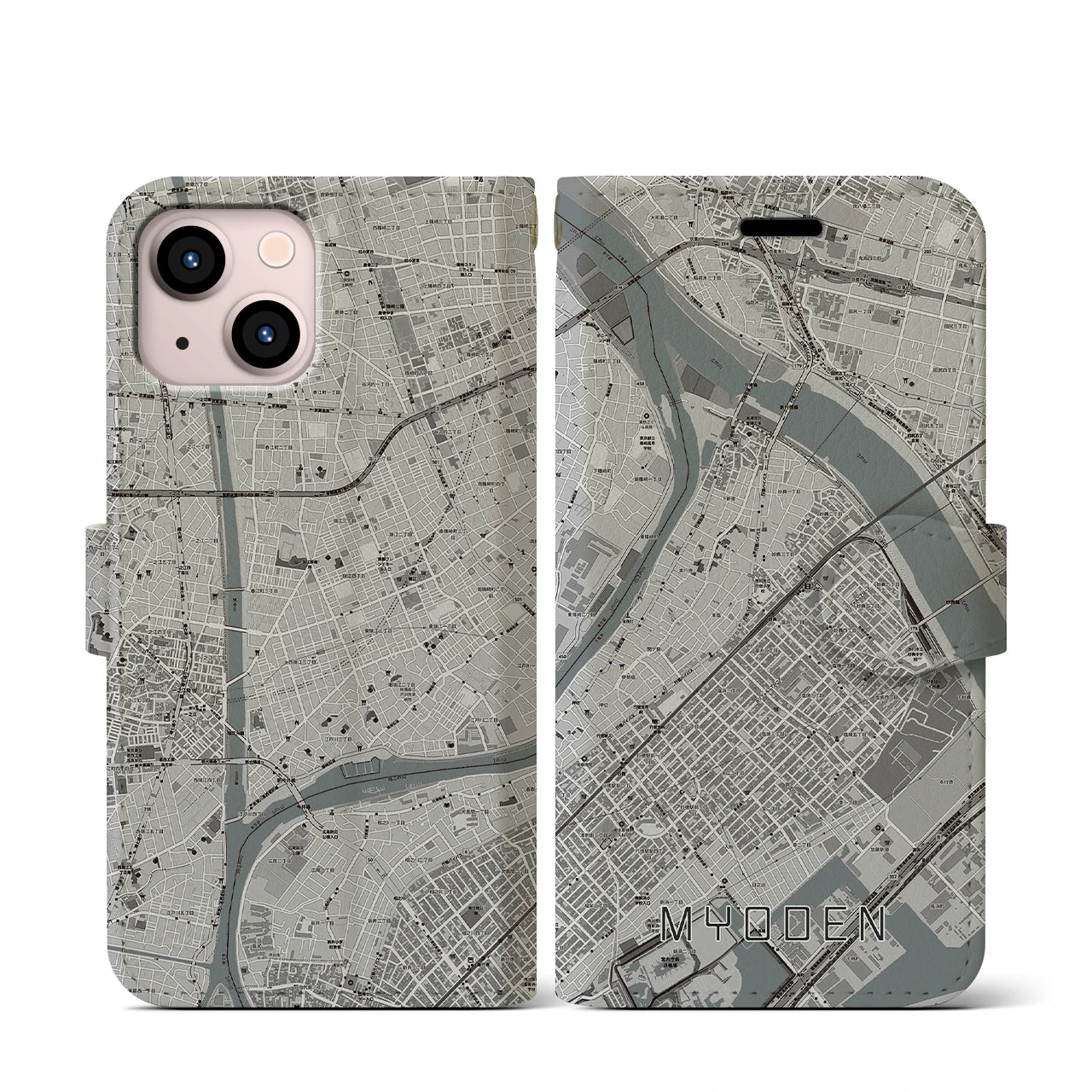 【妙典(千葉県)】地図柄iPhoneケース(手帳タイプ)