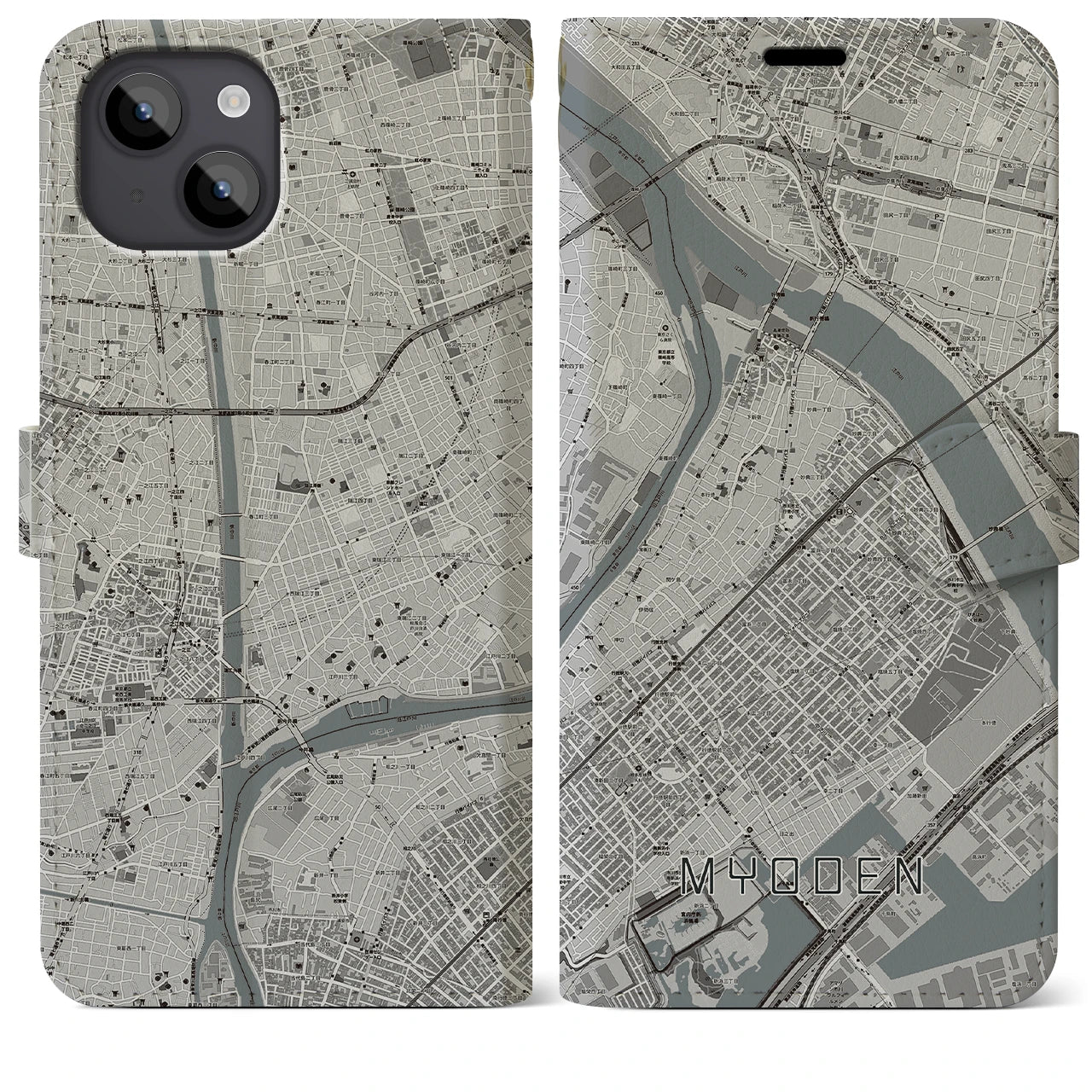 【妙典(千葉県)】地図柄iPhoneケース(手帳タイプ)