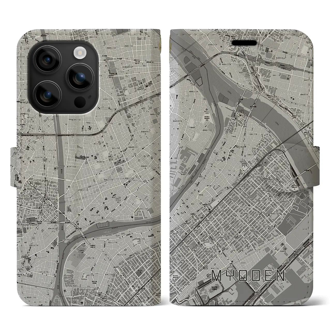 【妙典(千葉県)】地図柄iPhoneケース(手帳タイプ)