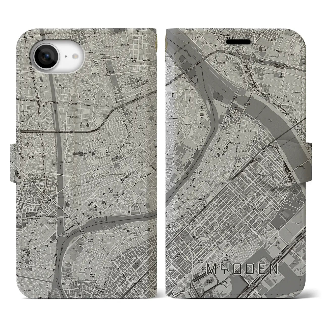 【妙典(千葉県)】地図柄iPhoneケース(手帳タイプ)