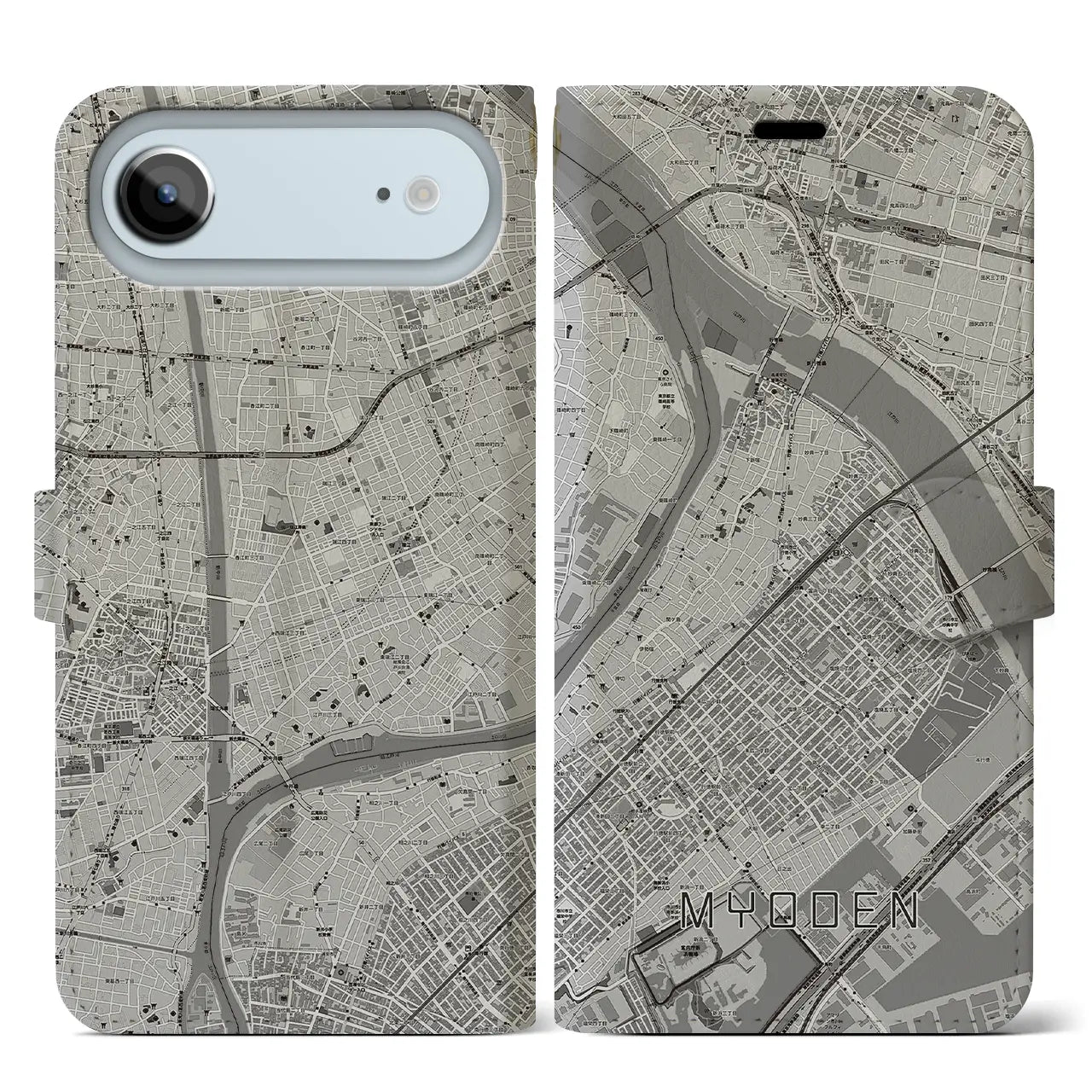 【妙典(千葉県)】地図柄iPhoneケース(手帳タイプ)