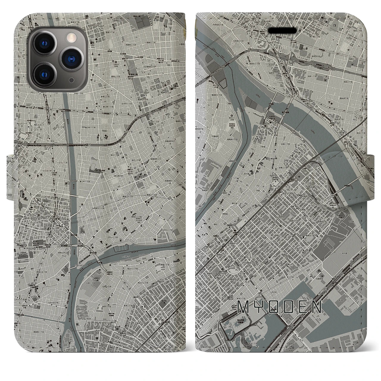 【妙典(千葉県)】地図柄iPhoneケース(手帳タイプ)