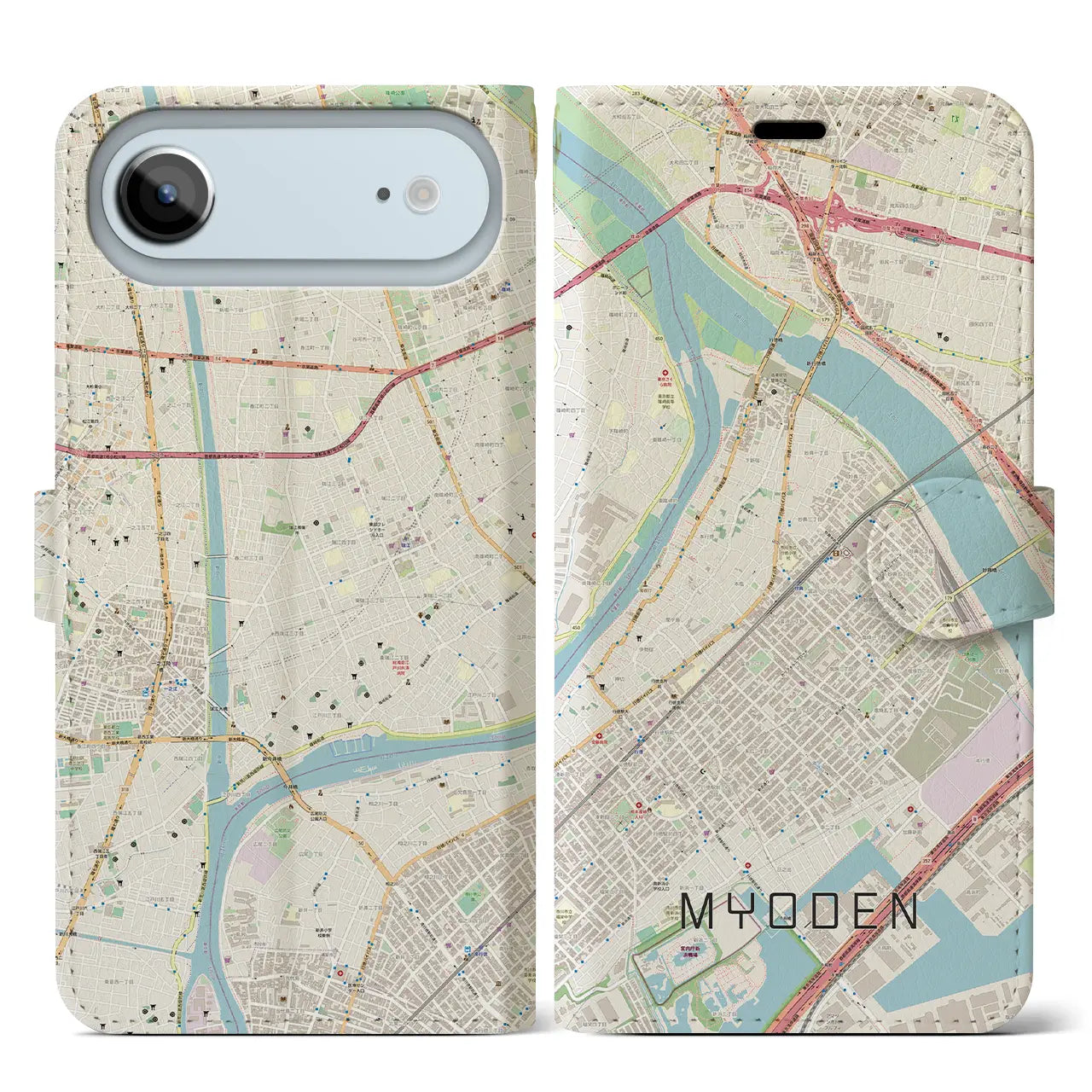 【妙典(千葉県)】地図柄iPhoneケース(手帳タイプ)モノトーン・iPhone 17 Pro Max 用