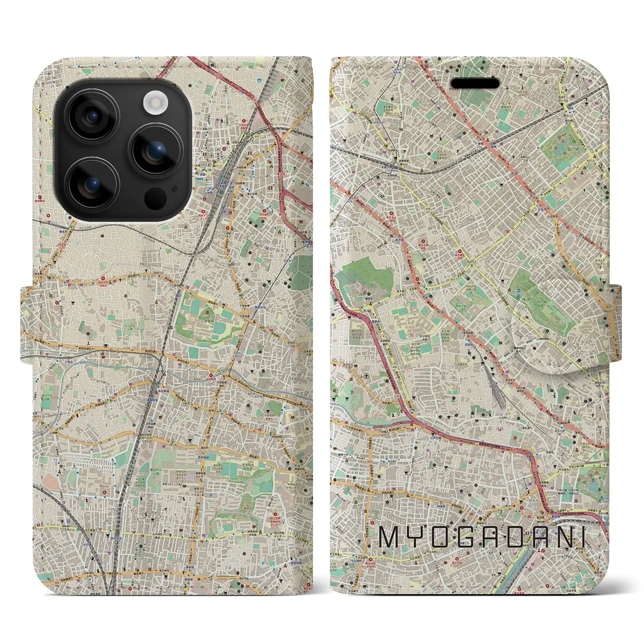 【茗荷谷(東京都)】地図柄iPhoneケース(手帳タイプ)ナチュラル・iPhone 16 用