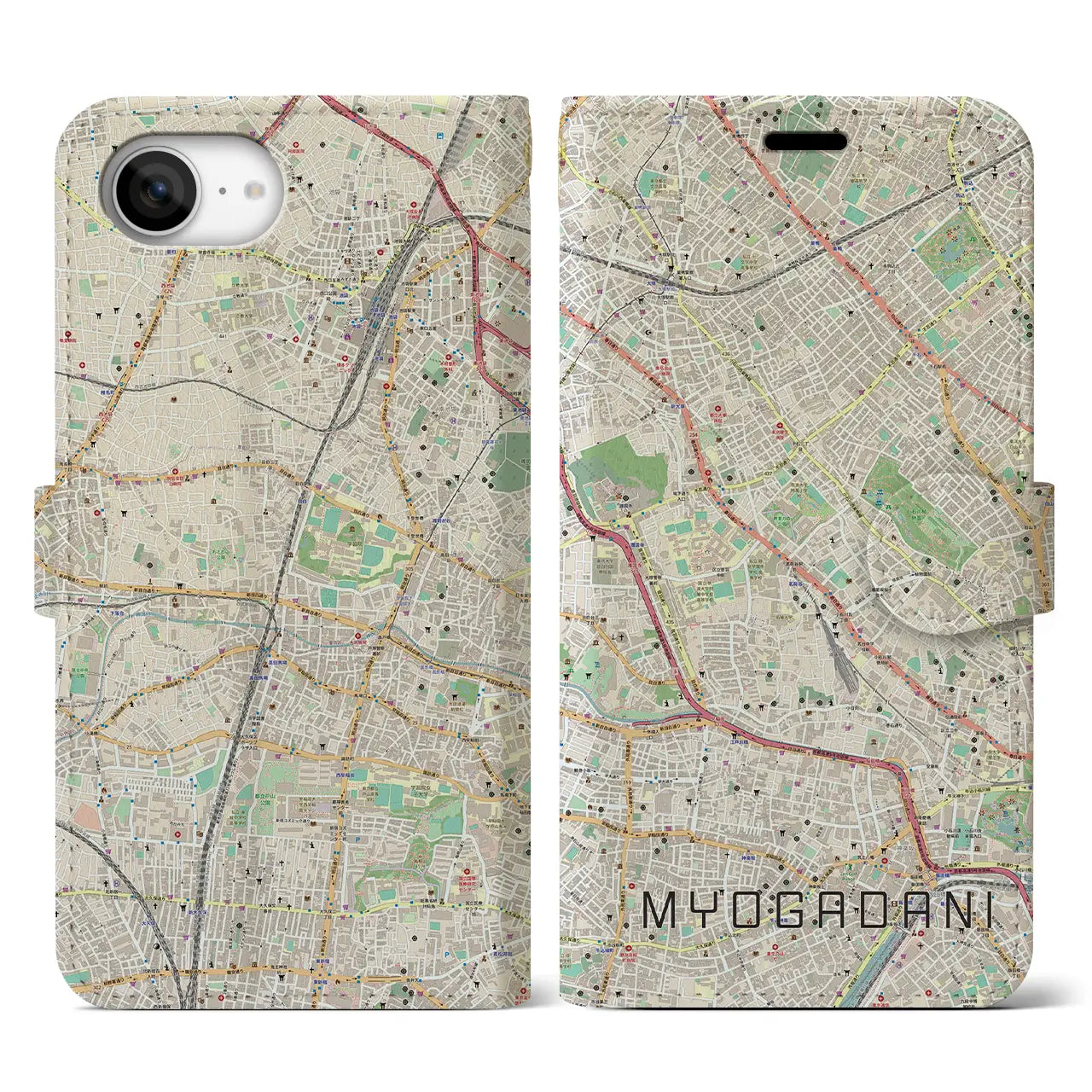 【茗荷谷(東京都)】地図柄iPhoneケース(手帳タイプ)