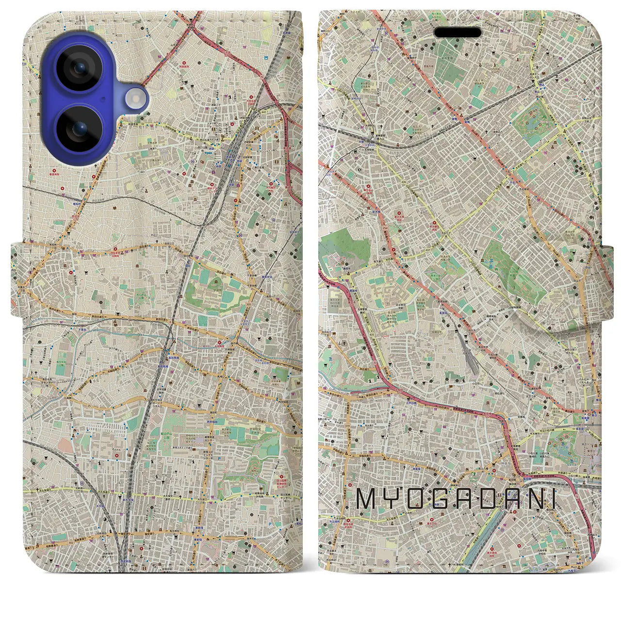 【茗荷谷(東京都)】地図柄iPhoneケース(手帳タイプ)ナチュラル・iPhone 16 Pro Max 用