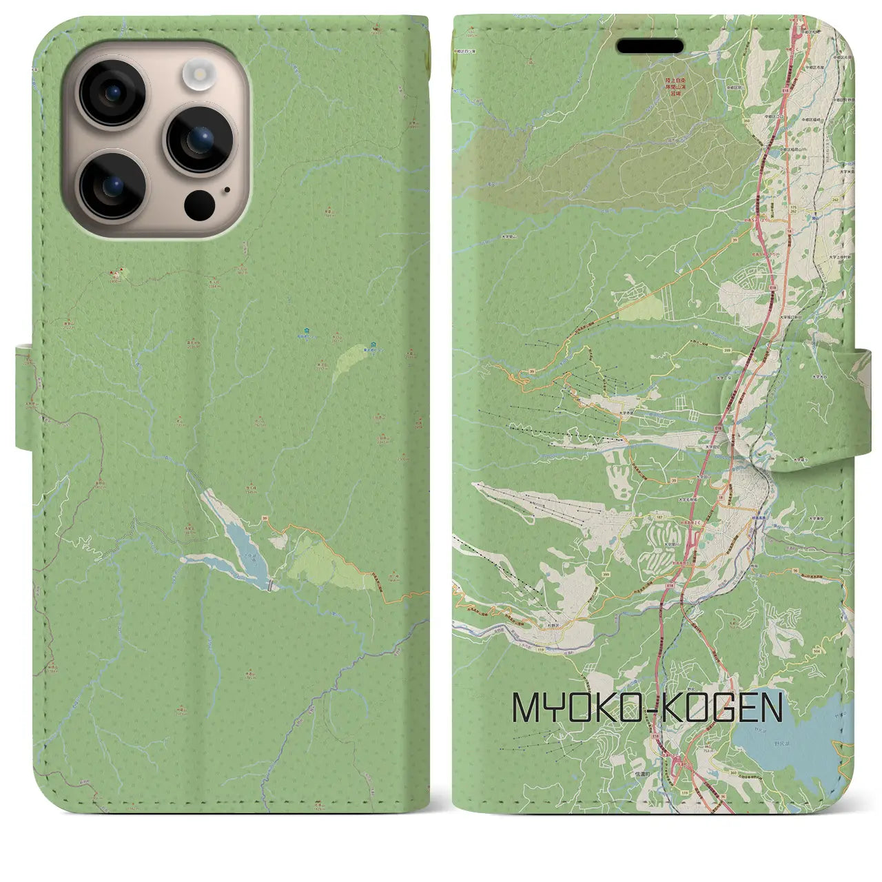 【妙高高原(新潟県)】地図柄iPhoneケース(手帳タイプ)ナチュラル・iPhone 16 Plus 用
