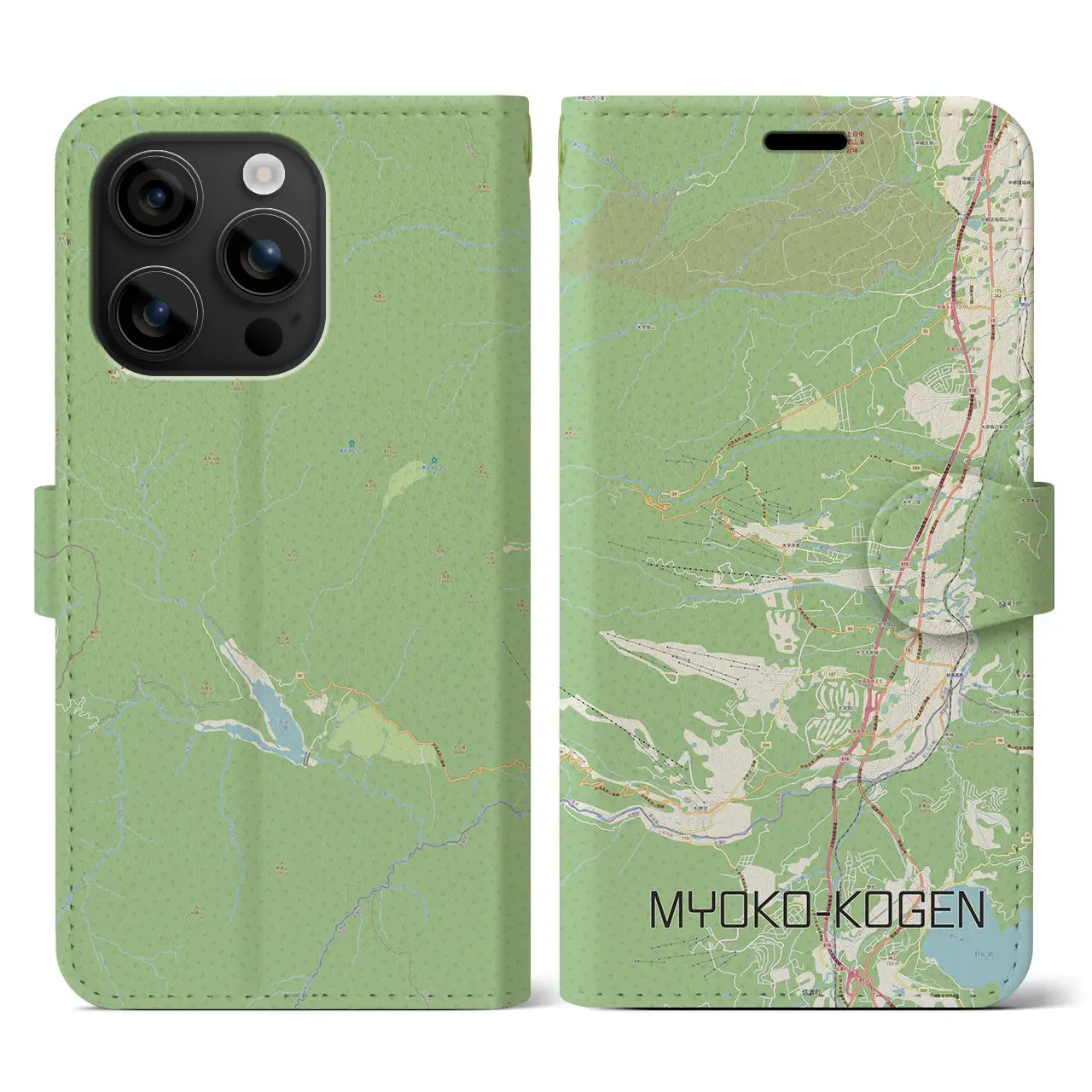 【妙高高原(新潟県)】地図柄iPhoneケース(手帳タイプ)ナチュラル・iPhone 16 用