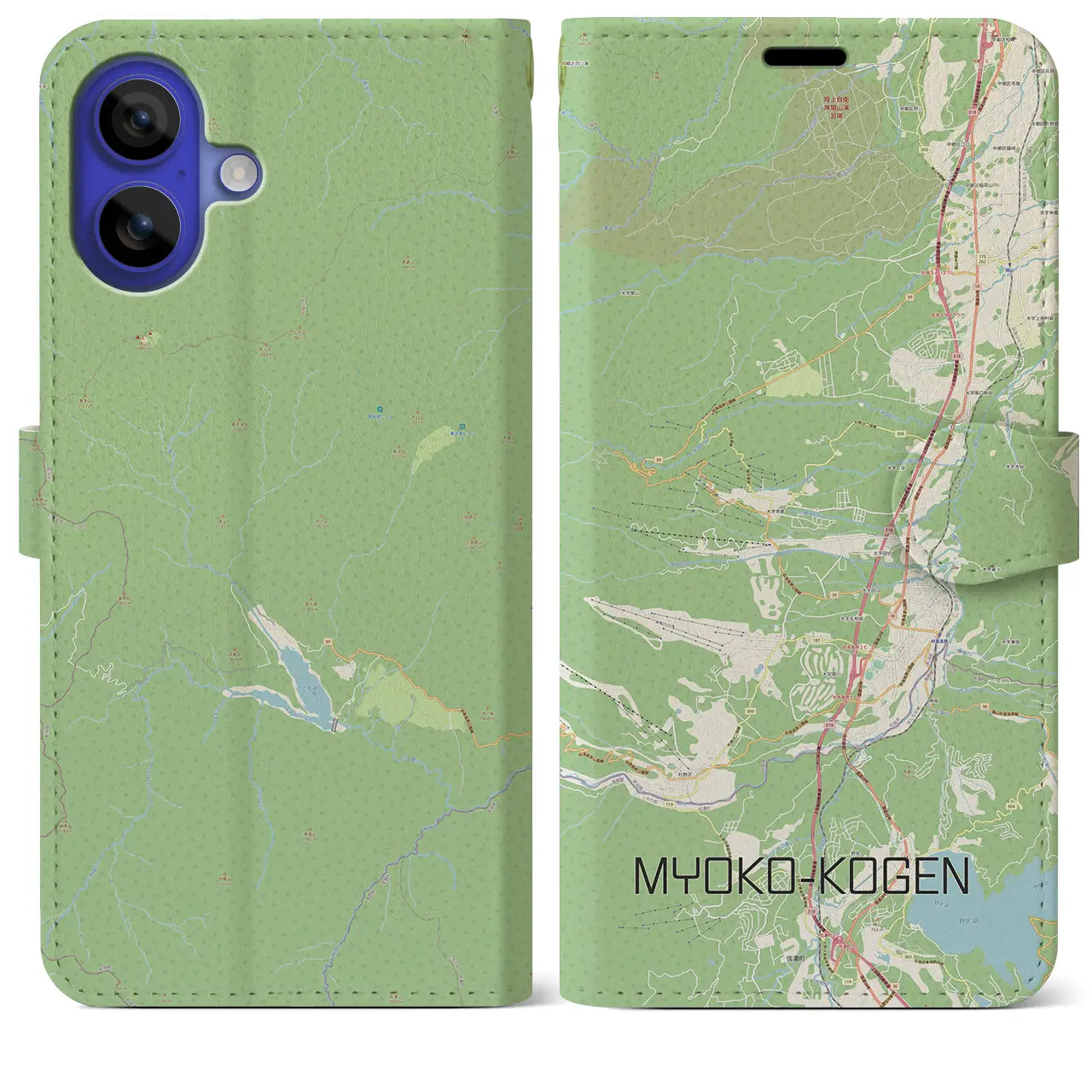 【妙高高原(新潟県)】地図柄iPhoneケース(手帳タイプ)ナチュラル・iPhone 16 Pro Max 用