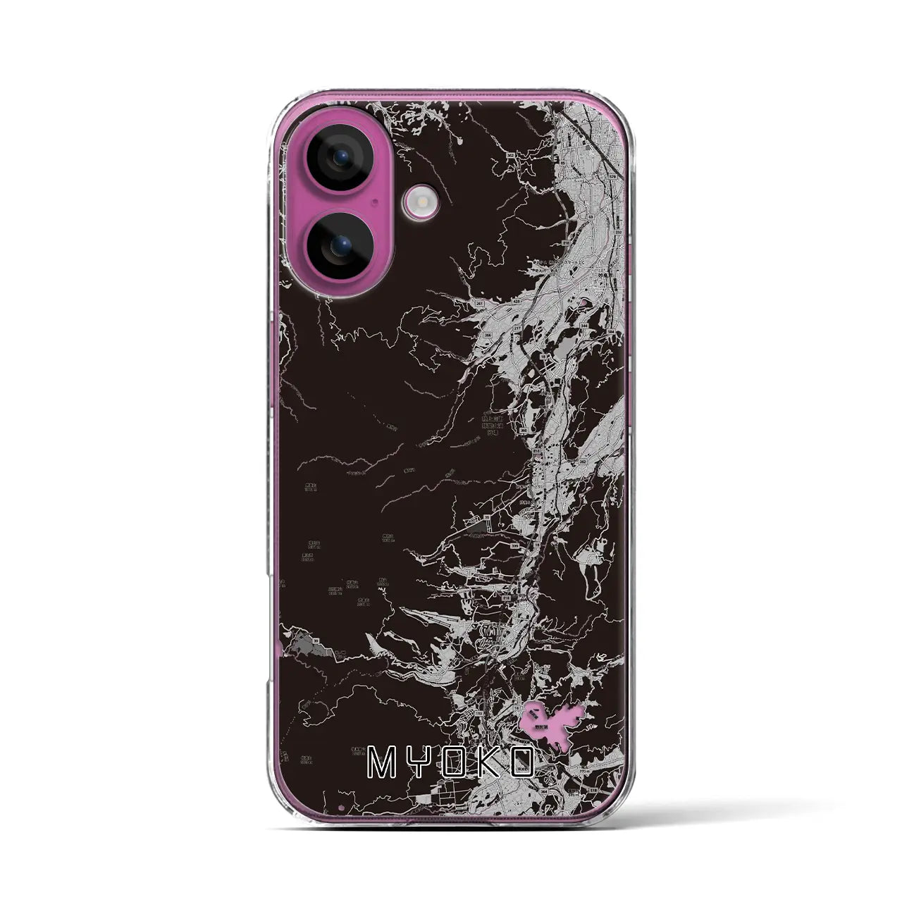 【妙高(新潟県)】地図柄iPhoneケース(クリアタイプ)モノトーン・iPhone 16 Pro 用