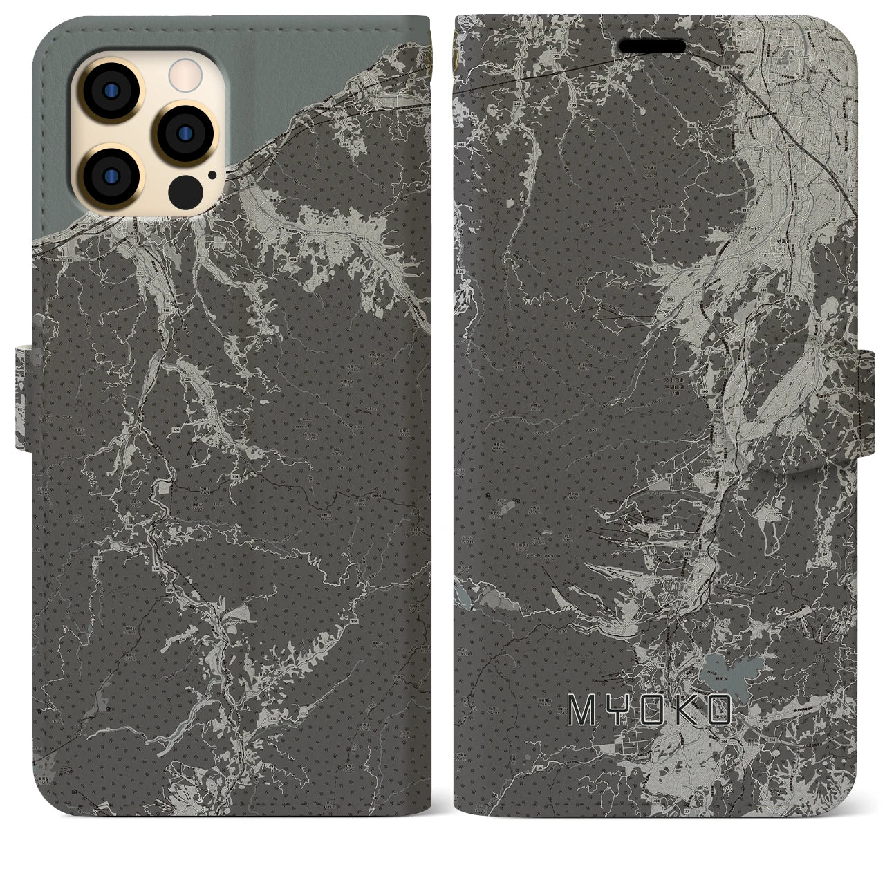 【妙高(新潟県)】地図柄iPhoneケース(手帳タイプ)