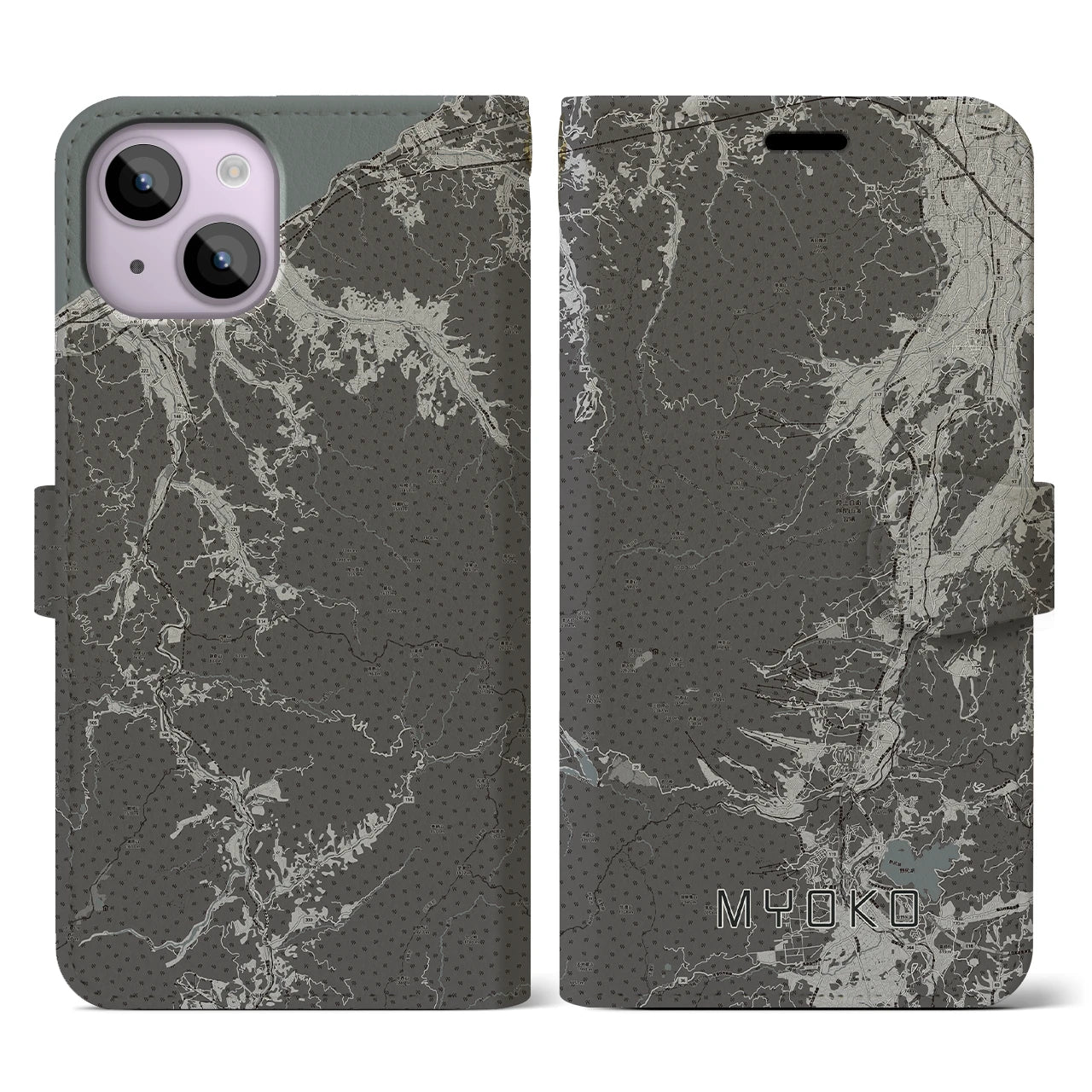 【妙高(新潟県)】地図柄iPhoneケース(手帳タイプ)