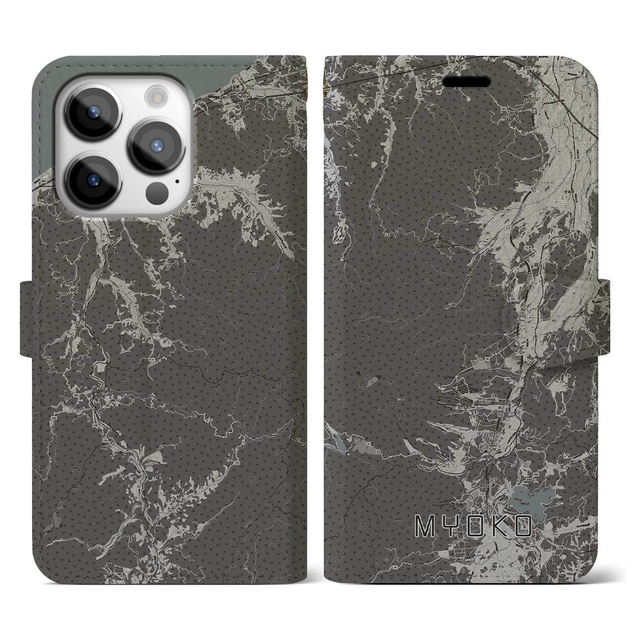 【妙高(新潟県)】地図柄iPhoneケース(手帳タイプ)