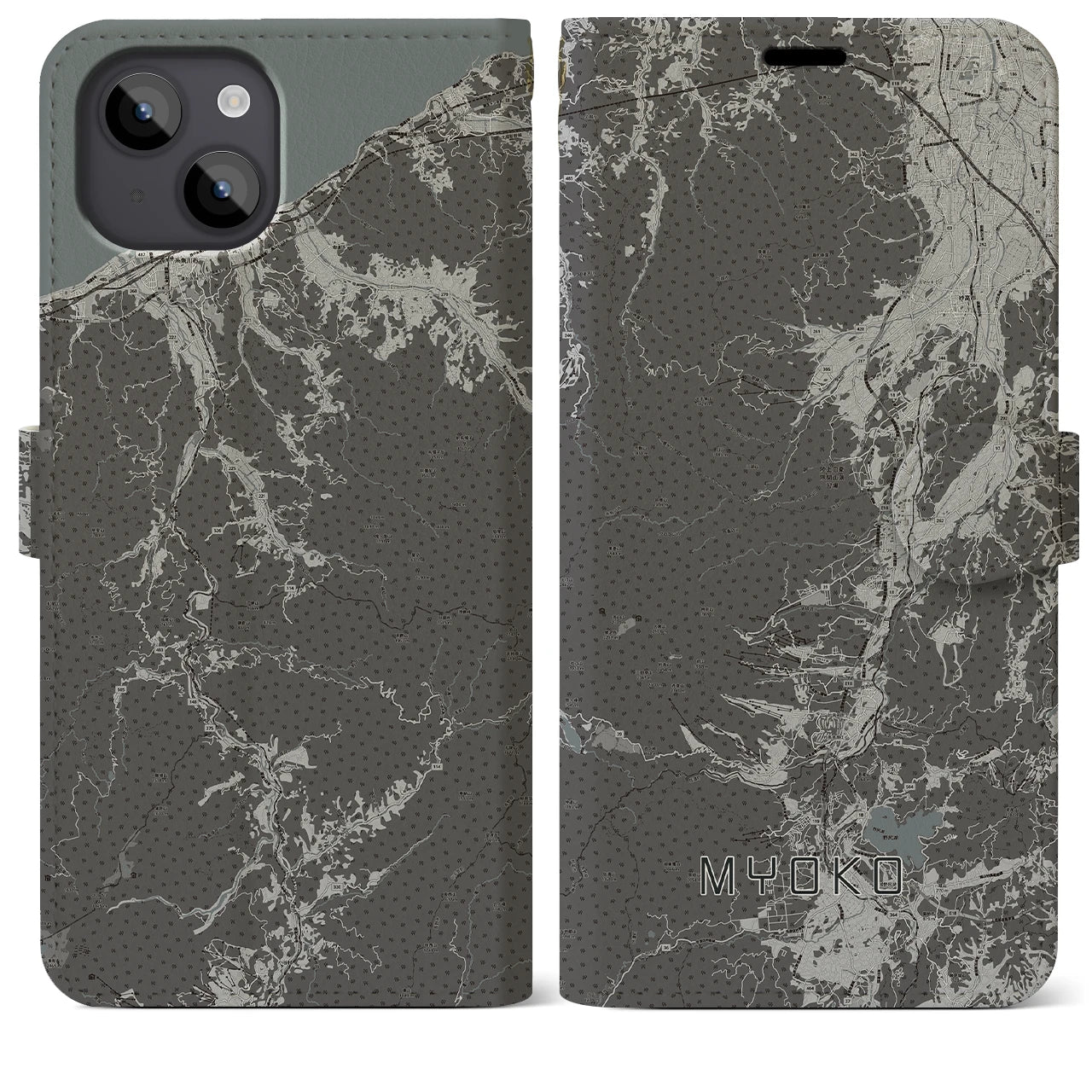 【妙高(新潟県)】地図柄iPhoneケース(手帳タイプ)