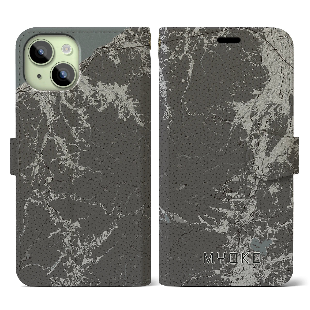 【妙高(新潟県)】地図柄iPhoneケース(手帳タイプ)