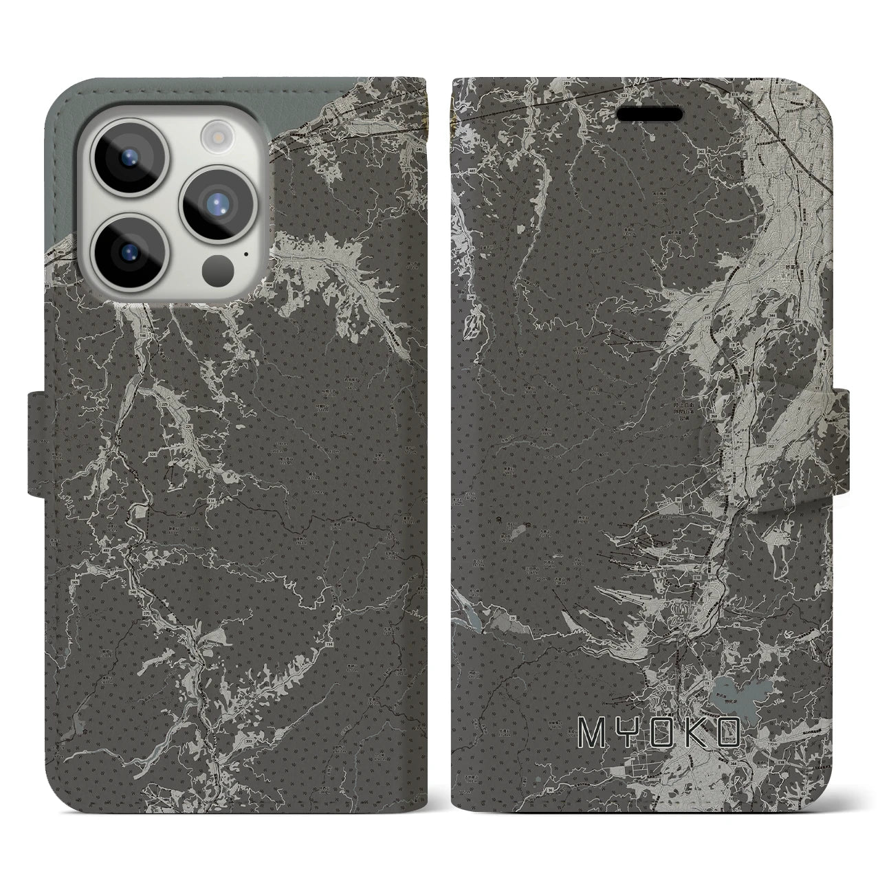 【妙高(新潟県)】地図柄iPhoneケース(手帳タイプ)