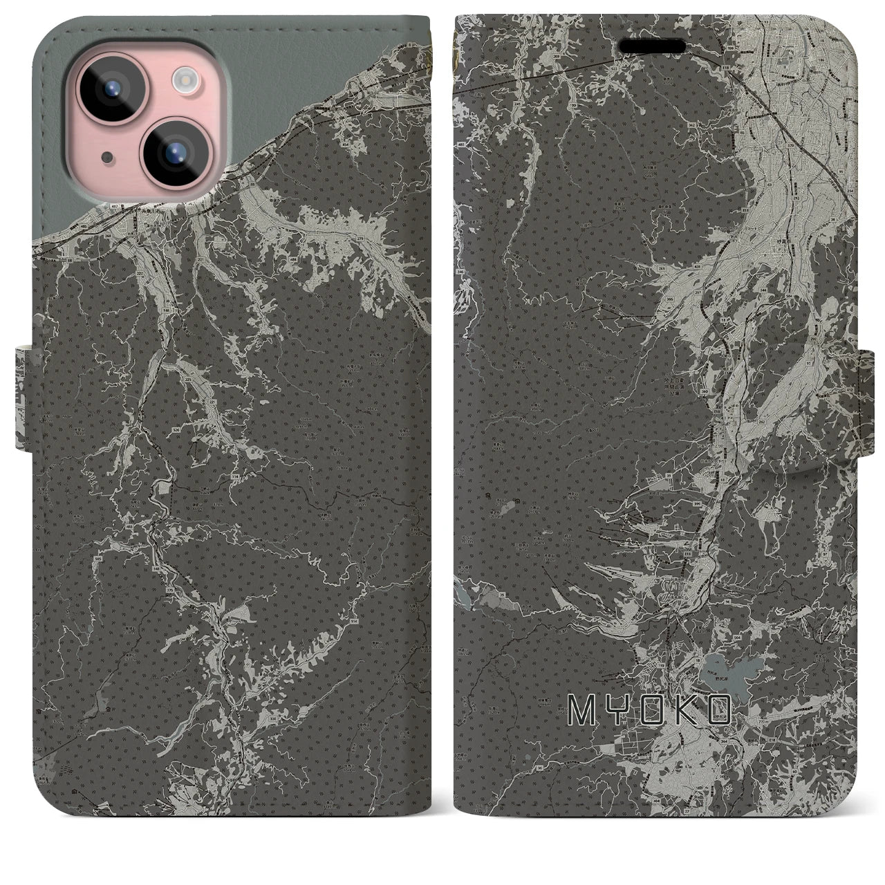 【妙高(新潟県)】地図柄iPhoneケース(手帳タイプ)