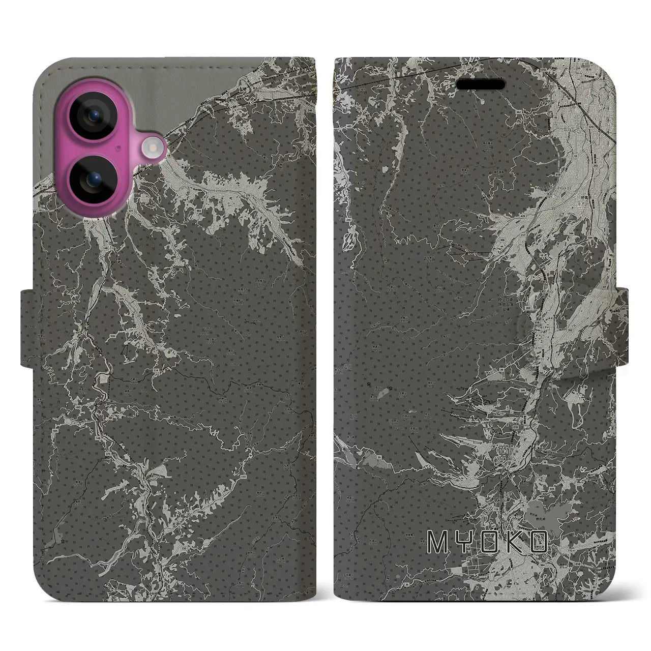 【妙高(新潟県)】地図柄iPhoneケース(手帳タイプ)