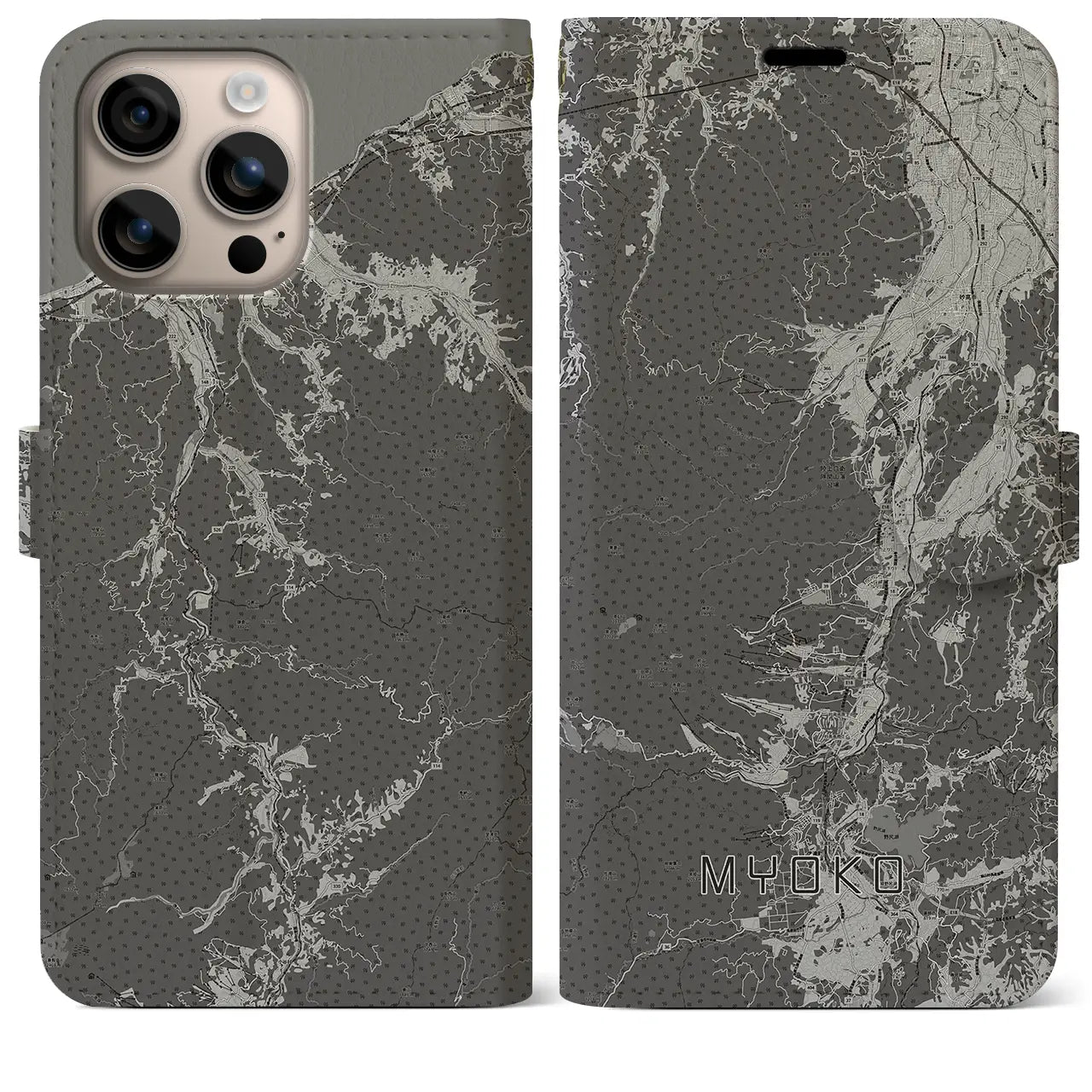 【妙高(新潟県)】地図柄iPhoneケース(手帳タイプ)