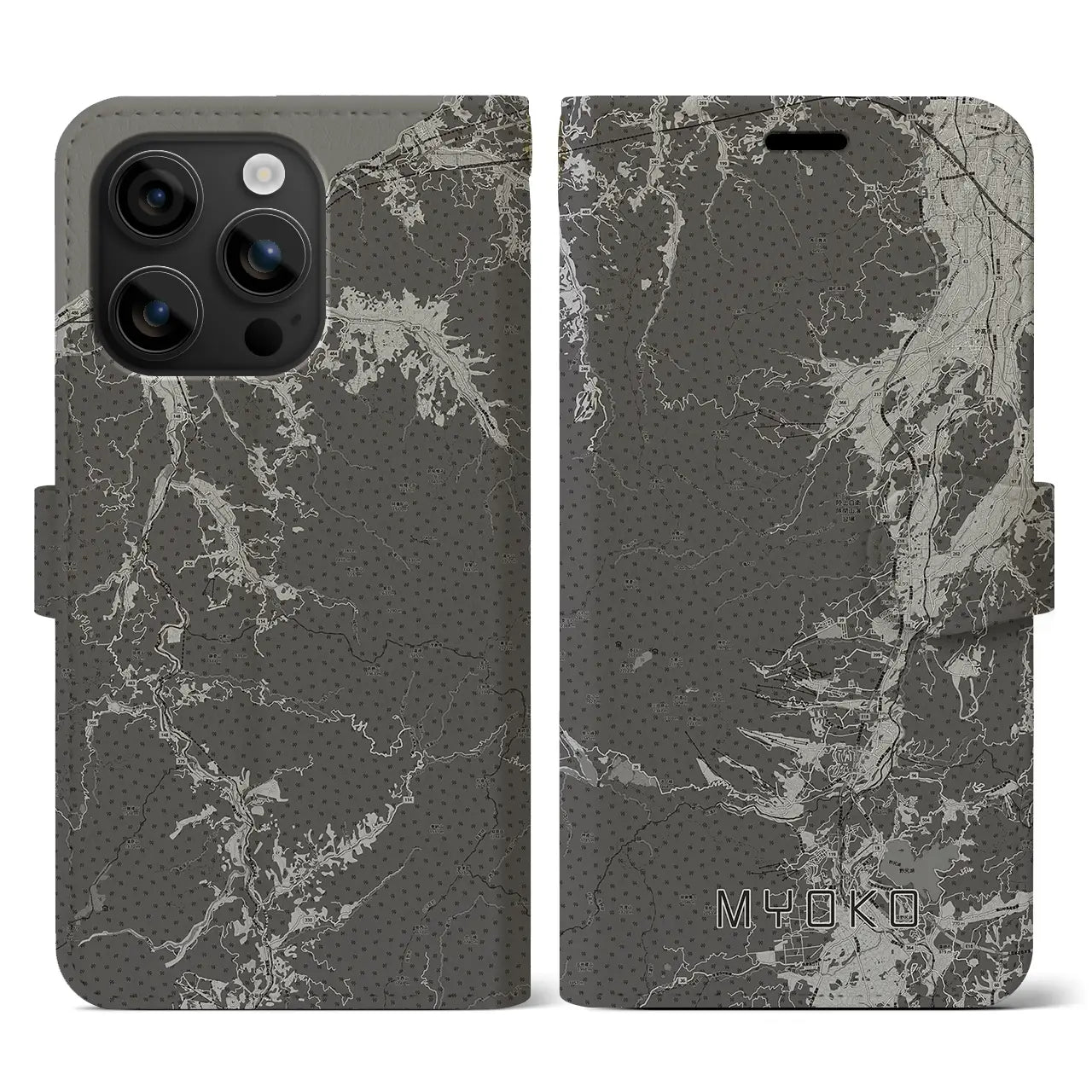 【妙高(新潟県)】地図柄iPhoneケース(手帳タイプ)