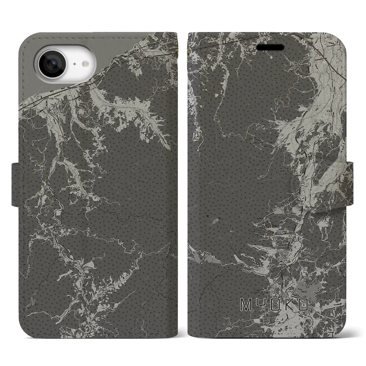 【妙高(新潟県)】地図柄iPhoneケース(手帳タイプ)