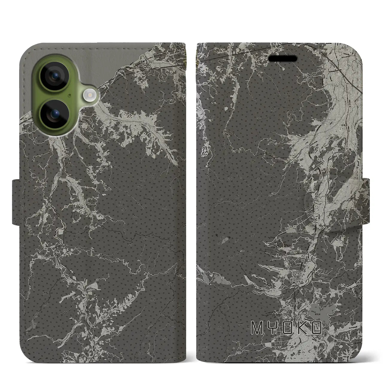 【妙高(新潟県)】地図柄iPhoneケース(手帳タイプ)