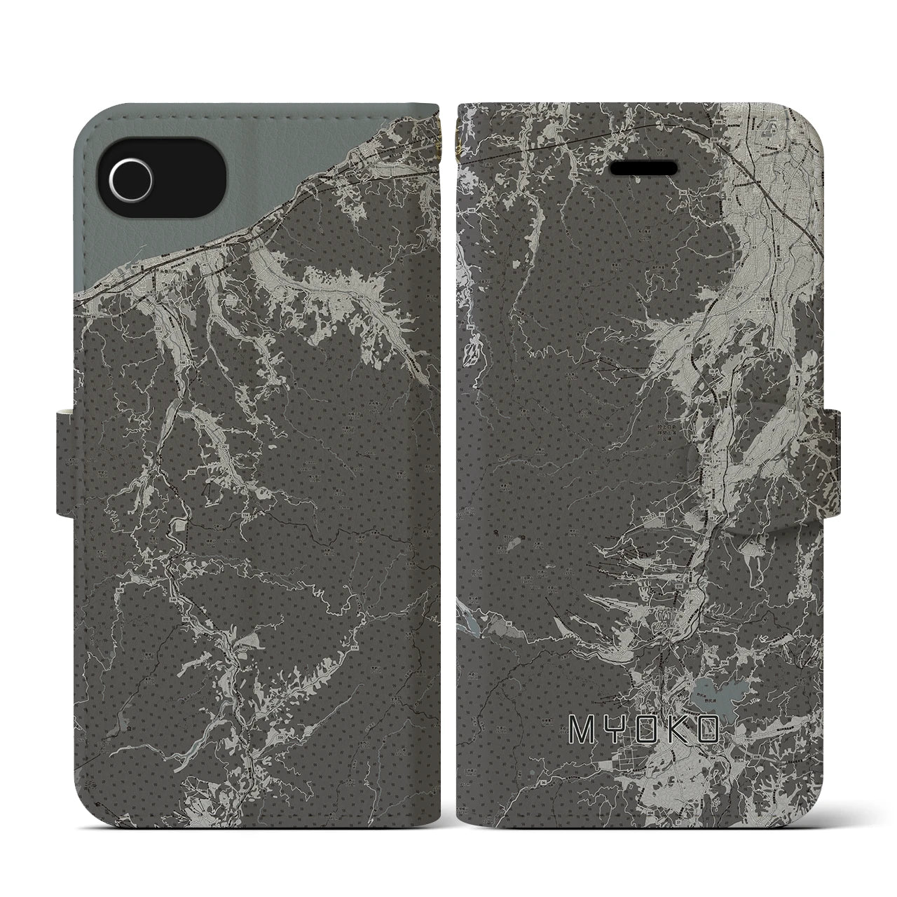 【妙高(新潟県)】地図柄iPhoneケース(手帳タイプ)