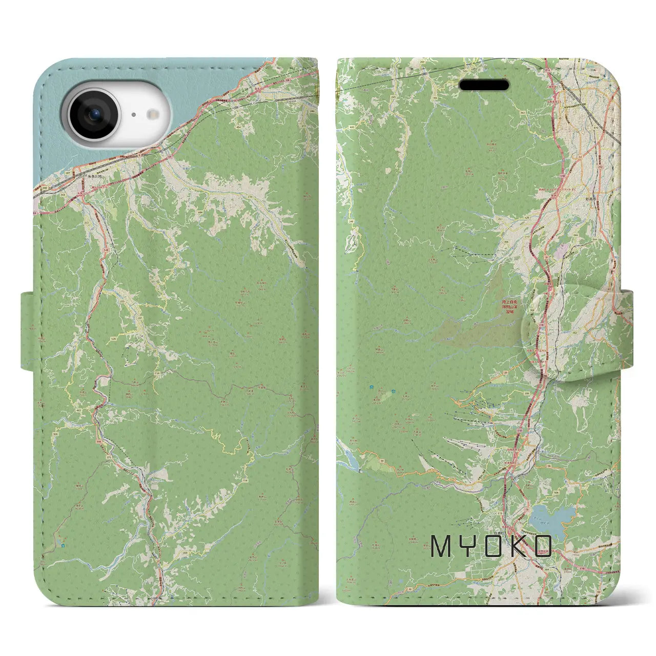 【妙高(新潟県)】地図柄iPhoneケース(手帳タイプ)