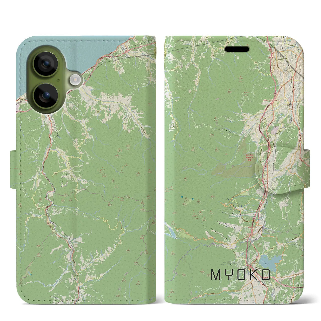 【妙高(新潟県)】地図柄iPhoneケース(手帳タイプ)