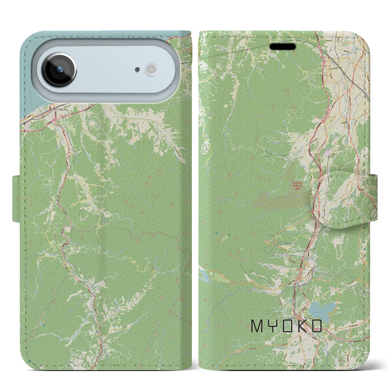 【妙高(新潟県)】地図柄iPhoneケース(手帳タイプ)モノトーン・iPhone 17 Pro Max 用