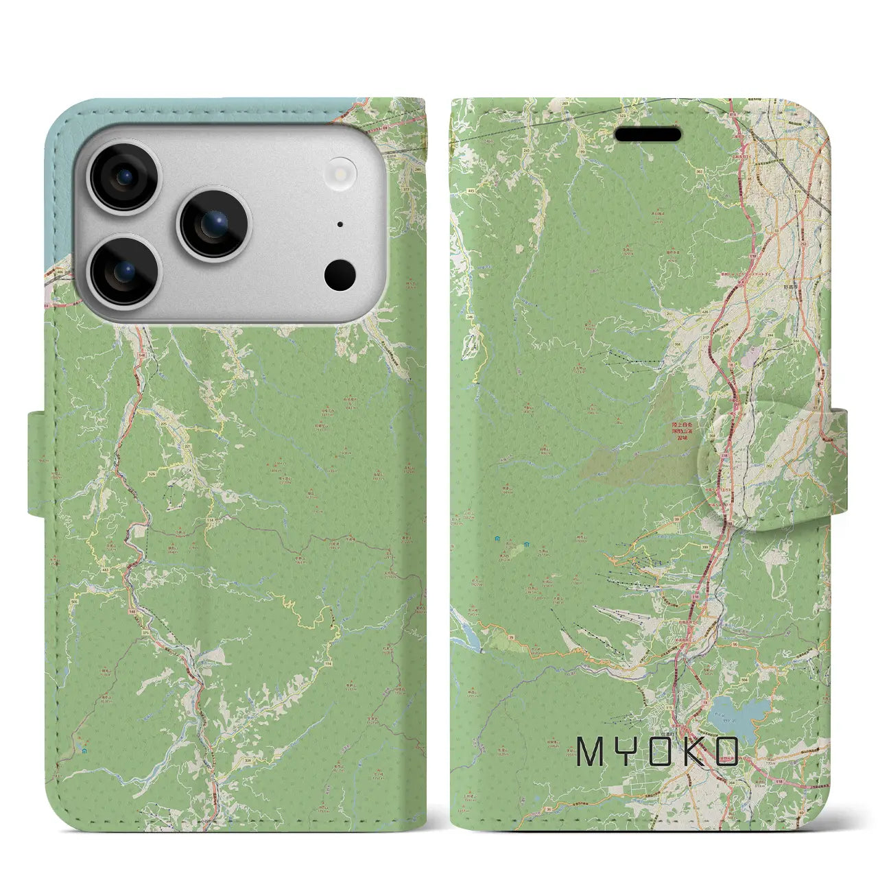 【妙高(新潟県)】地図柄iPhoneケース(手帳タイプ)