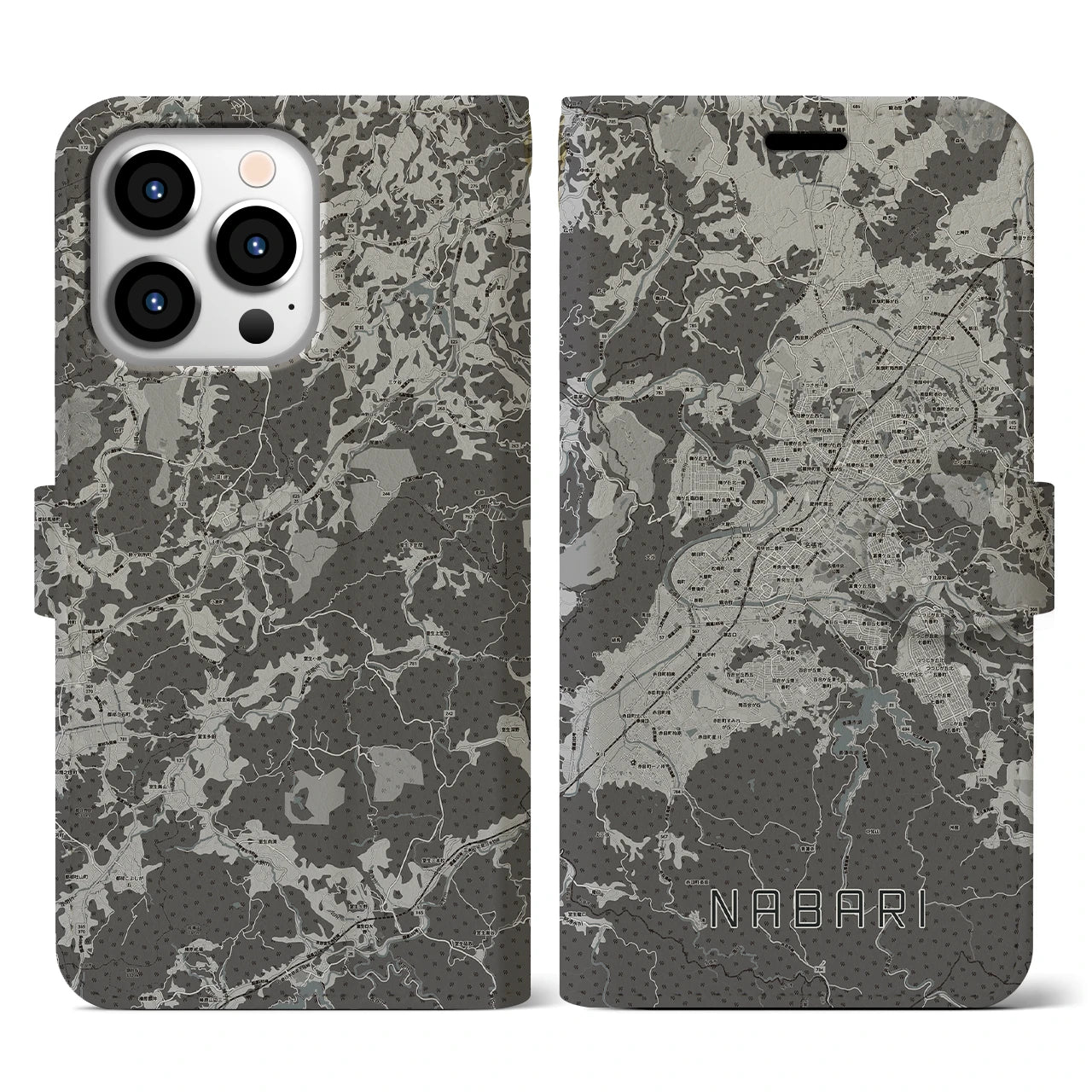 【名張(三重県)】地図柄iPhoneケース(手帳タイプ)