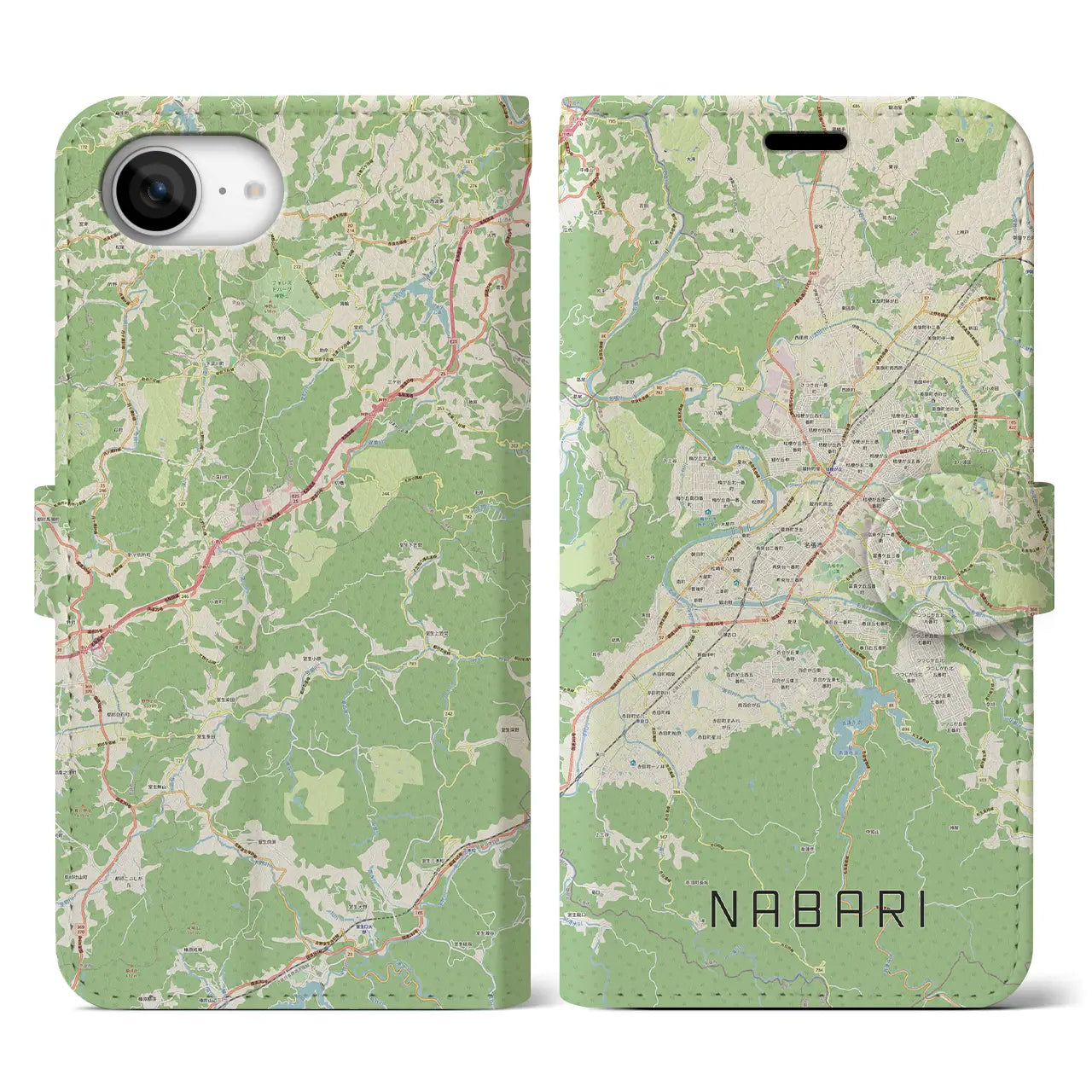 【名張(三重県)】地図柄iPhoneケース(手帳タイプ)