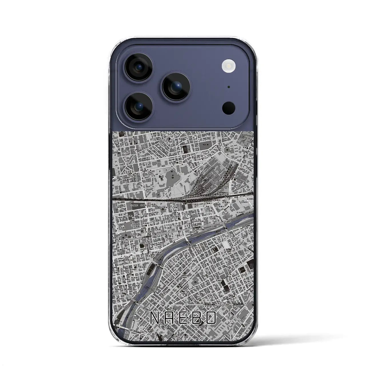 【苗穂(北海道)】地図柄iPhoneケース(クリアタイプ)モノトーン・iPhone 17 Pro Max 用