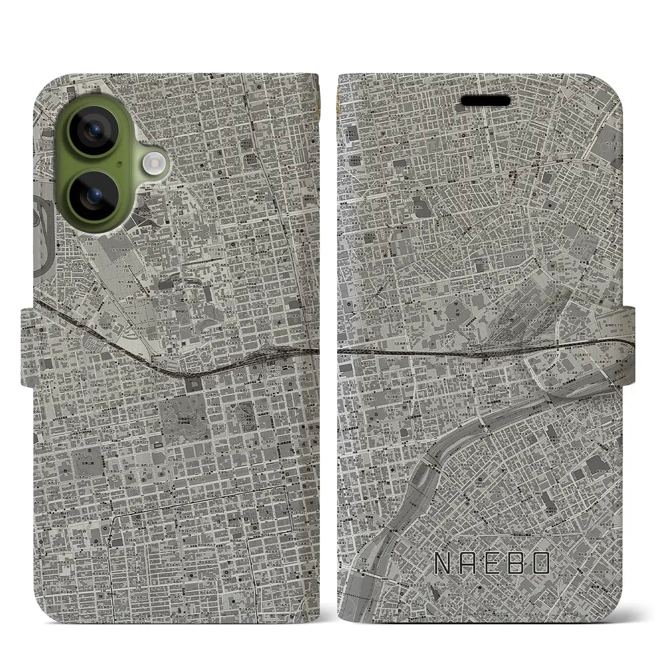 【苗穂(北海道)】地図柄iPhoneケース(手帳タイプ)