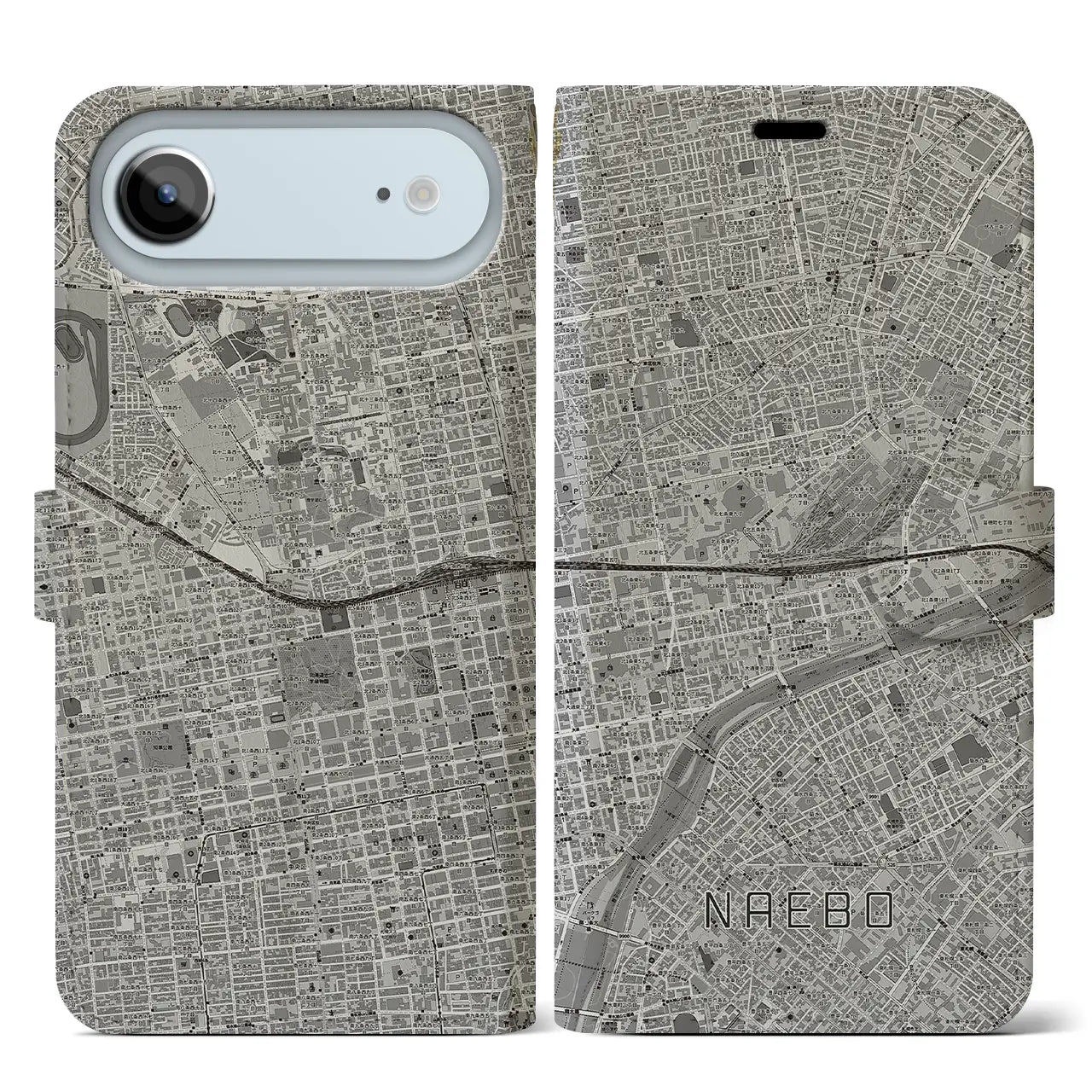 【苗穂(北海道)】地図柄iPhoneケース(手帳タイプ)