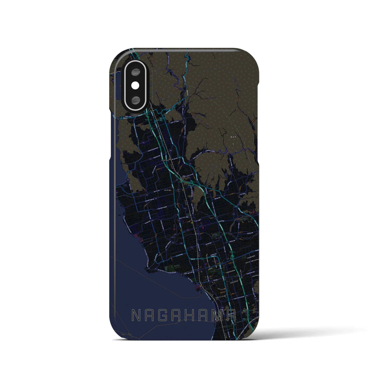【長浜(滋賀県)】地図柄iPhoneケース(バックカバータイプ)