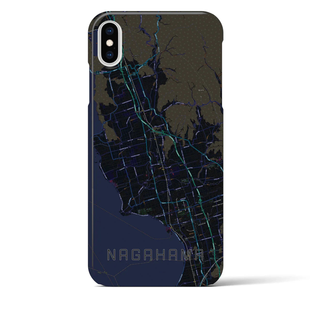 【長浜(滋賀県)】地図柄iPhoneケース(バックカバータイプ)