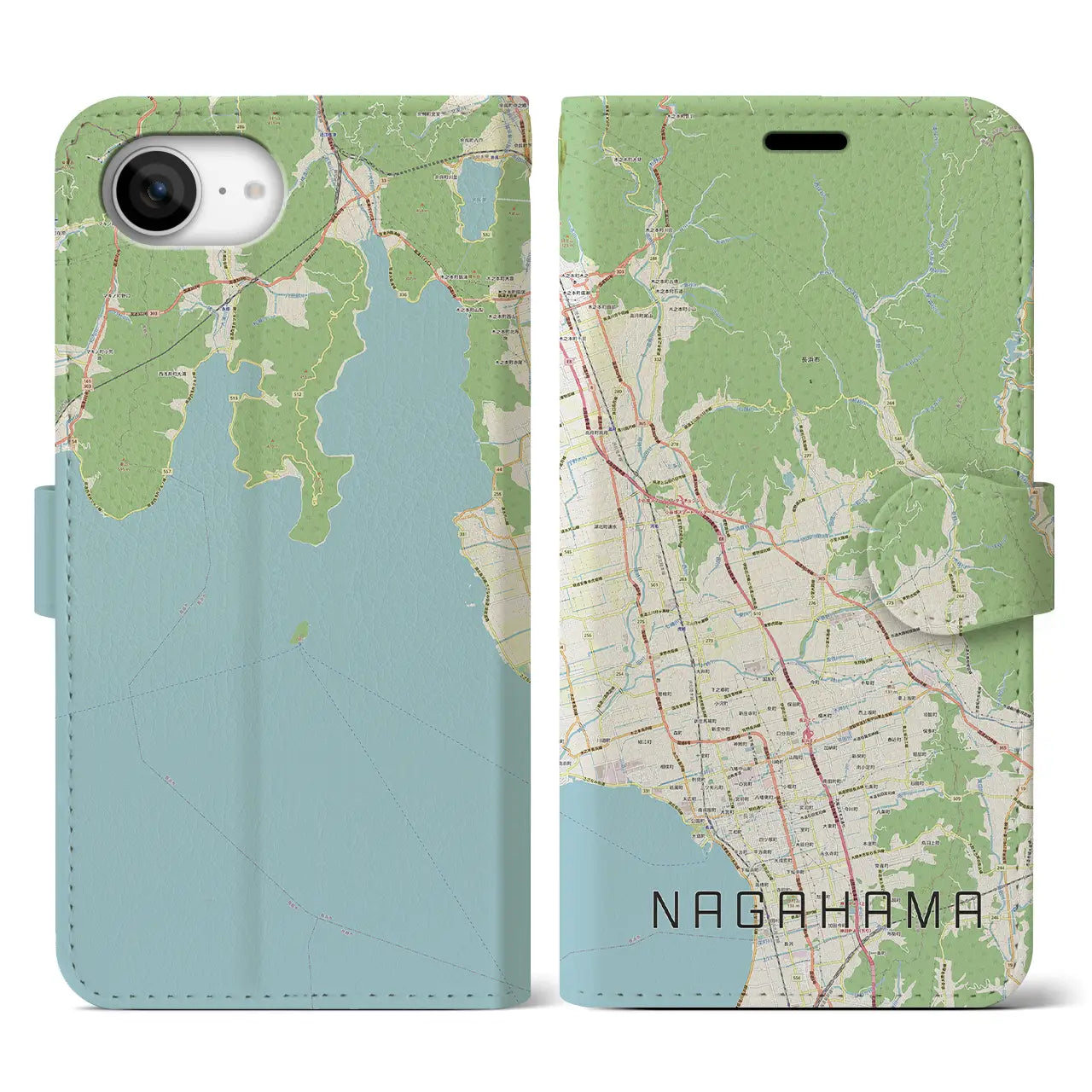 【長浜(滋賀県)】地図柄iPhoneケース(手帳タイプ)