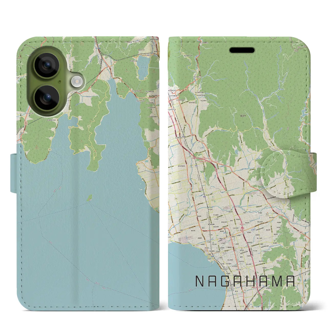 【長浜(滋賀県)】地図柄iPhoneケース(手帳タイプ)