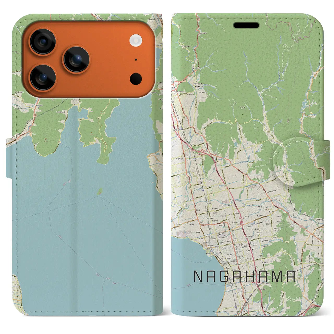 【長浜(滋賀県)】地図柄iPhoneケース(手帳タイプ)