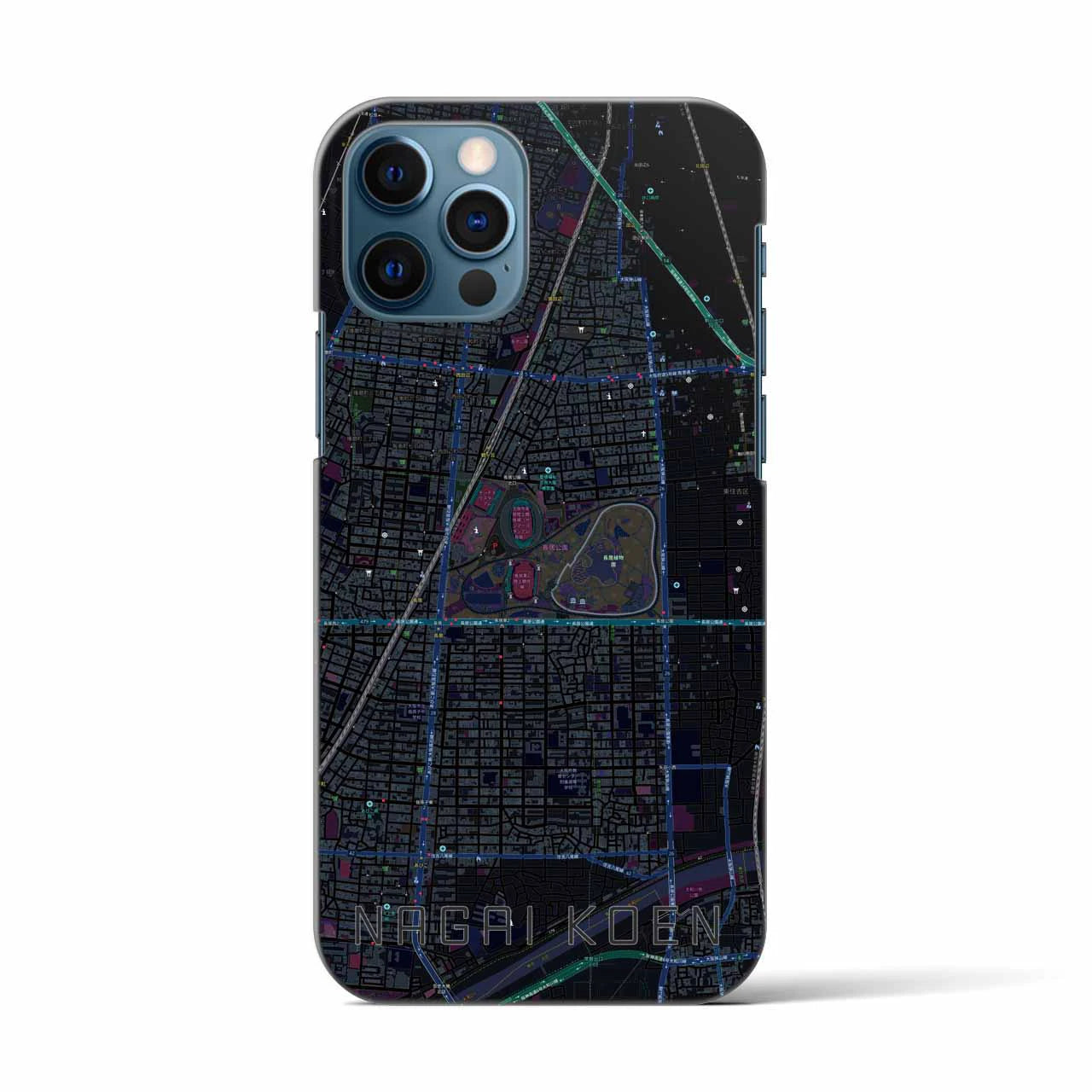 【長居公園(大阪府)】地図柄iPhoneケース(バックカバータイプ)