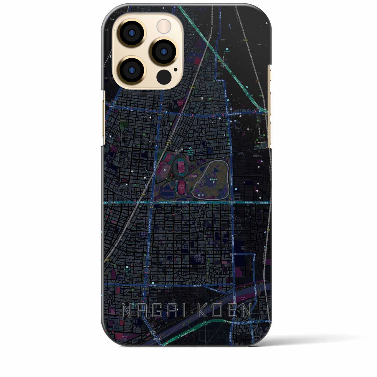 【長居公園(大阪府)】地図柄iPhoneケース(バックカバータイプ)