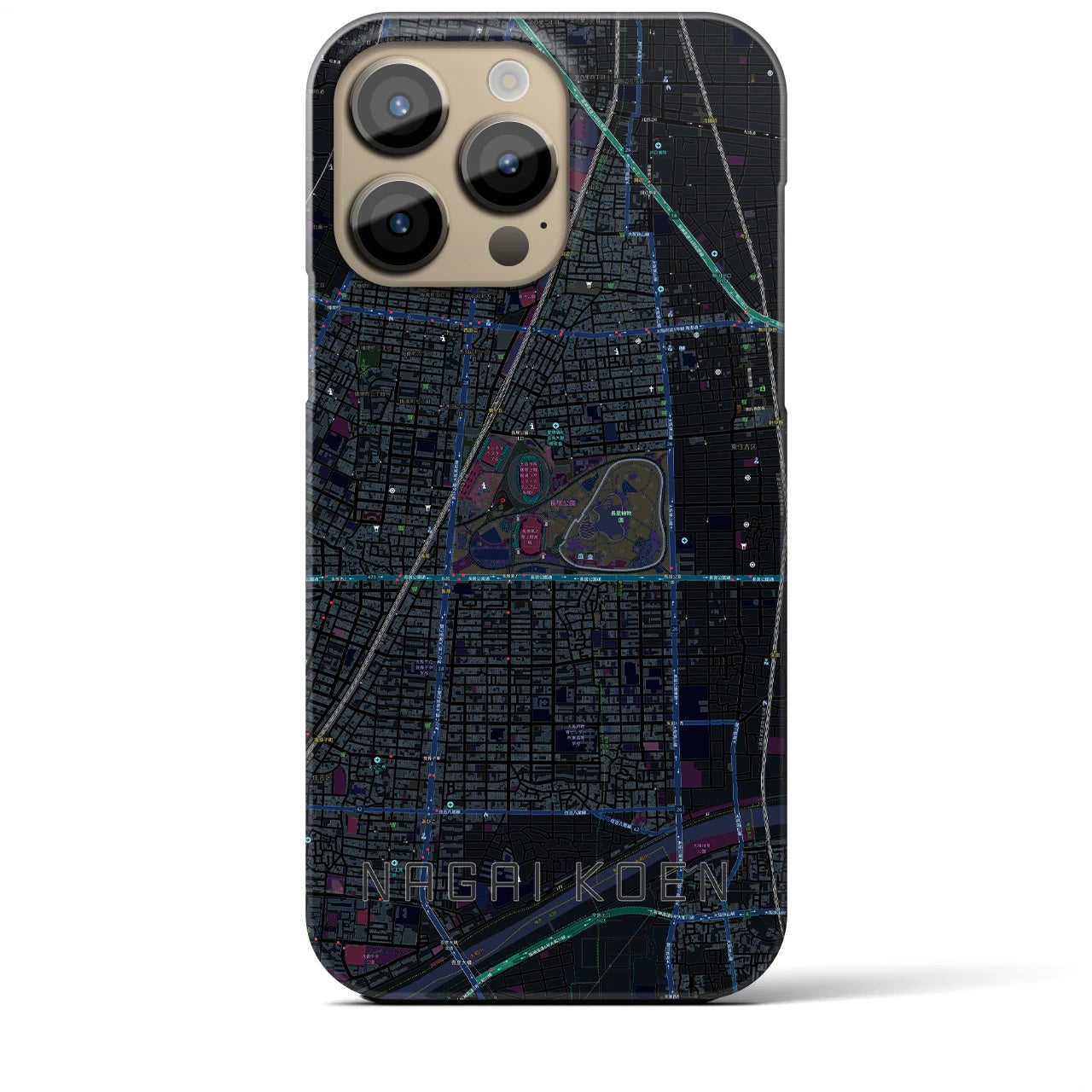 【長居公園(大阪府)】地図柄iPhoneケース(バックカバータイプ)