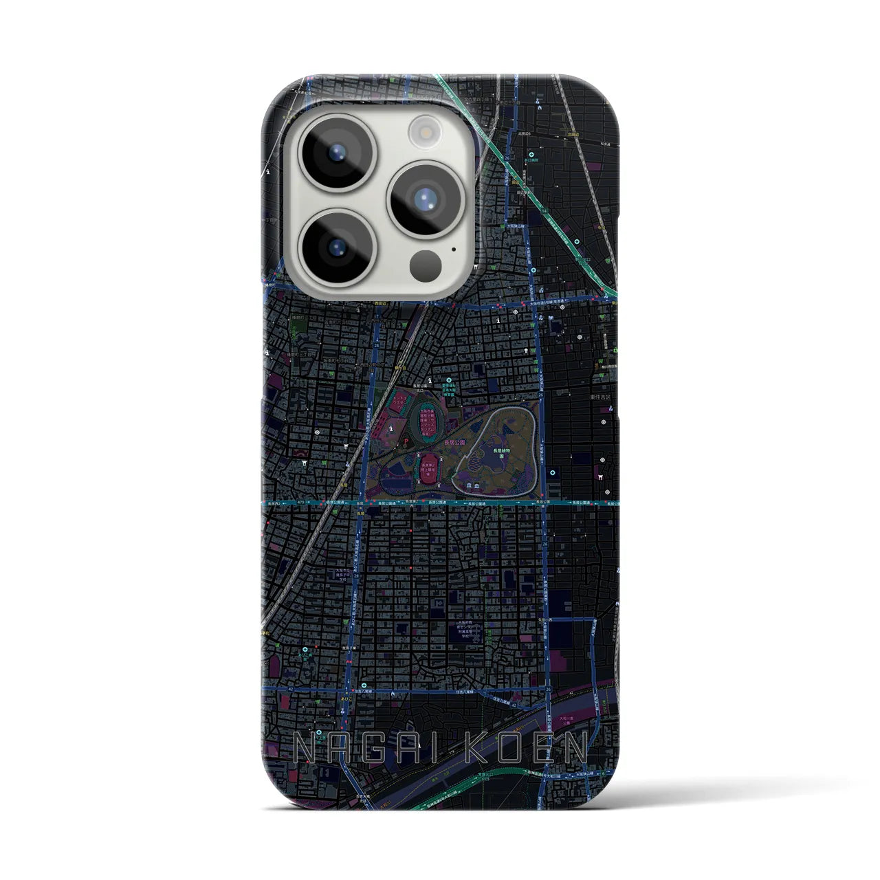 【長居公園(大阪府)】地図柄iPhoneケース(バックカバータイプ)
