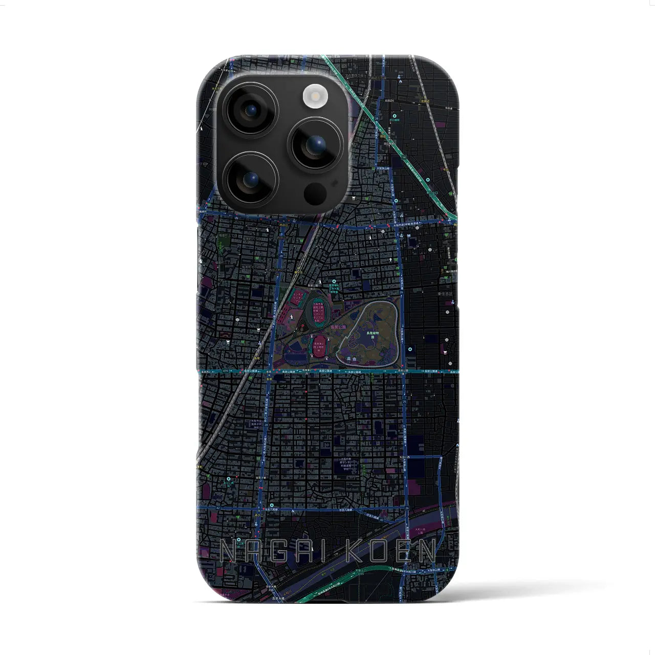 【長居公園(大阪府)】地図柄iPhoneケース(バックカバータイプ)